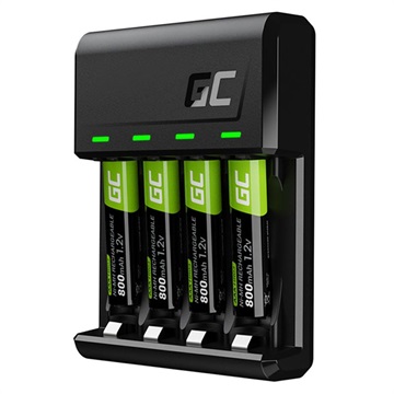 Green Cell VitalCharger Batterilader med 4x AAA Genopladelige Batterier