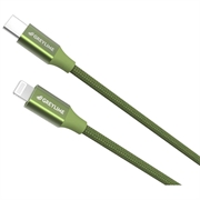 GreyLime 18W Flettet USB-C / Lightning Kabel - MFi-Certificeret - 1m - Grøn