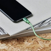 GreyLime 18W Flettet USB-C / Lightning Kabel - MFi-Certificeret - 1m - Grøn