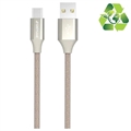 GreyLime Flettet USB-A / USB-C Kabel - 2m - Beige