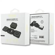 Guess 4G 3-i-1 MagSafe magnetisk trådløs oplader - sort
