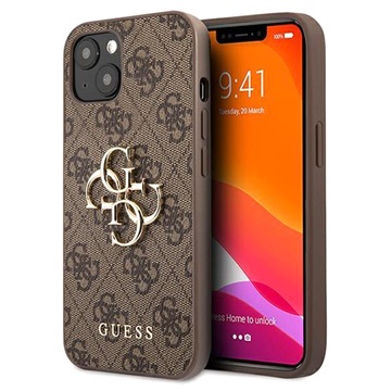 Guess 4G Big Metal Logo iPhone 13 Hybrid Cover - Brun