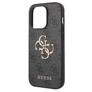 iPhone 15 Pro Max Guess 4G Big Metal Logo Hybrid Cover - Grå