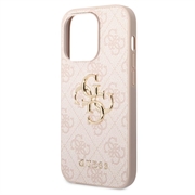 iPhone 15 Pro Guess 4G Big Metal Logo Hybrid Cover - Pink