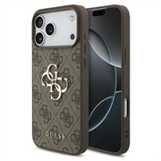iPhone 18 Pro Guess 4G Big Metal Logo Hybrid Cover - Brun