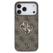 iPhone 18 Pro Guess 4G Big Metal Logo Hybrid Cover - Brun