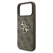 iPhone 18 Pro Guess 4G Big Metal Logo Hybrid Cover - Brun