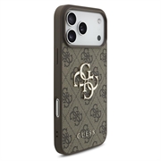 iPhone 18 Pro Guess 4G Big Metal Logo Hybrid Cover - Brun