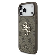 iPhone 18 Pro Guess 4G Big Metal Logo Hybrid Cover - Brun