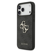 iPhone 18 Pro Guess 4G Big Metal Logo Hybrid Cover - Grå