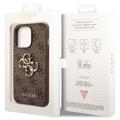 Guess 4G Big Metal Logo iPhone 14 Pro Hybrid Cover - Brun
