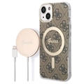 Guess 4G Edition Bundle Pack iPhone 14 Plus Cover & Trådløs Oplader - Brun