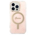 Guess 4G Edition Bundle Pack iPhone 14 Pro Cover & Trådløs Oplader - Pink