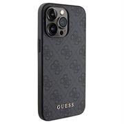 iPhone 15 Pro Guess 4G Metal Gold Logo Hybrid Cover - Grå