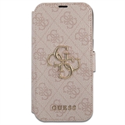 iPhone 15 Pro Guess 4G Metal Logo Flip Cover - Pink