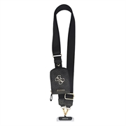 Guess 4G Metal Logo Universal Crossbody-telefonrem med tilbehørslomme - Sort