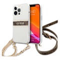 Guess 4G Script & Chain iPhone 13 Pro Max Cover - Brun / Gennemsigtig
