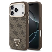 iPhone 18 Pro Guess 4G Strass Triangle Logo Gold Frame MagSafe Cover - brun
