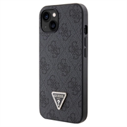 iPhone 15 Guess 4G Strass Triangle Metal Logo Cover med Crossbody Rem - Sort