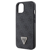 iPhone 15 Guess 4G Strass Triangle Metal Logo Cover med Crossbody Rem - Sort
