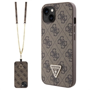 iPhone 15 Guess 4G Strass Triangle Metal Logo Cover med Crossbody Rem