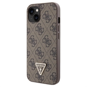 iPhone 15 Guess 4G Strass Triangle Metal Logo Cover med Crossbody Rem - Brun