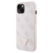 iPhone 15 Guess 4G Strass Triangle Metal Logo Cover med Crossbody Rem - Pink