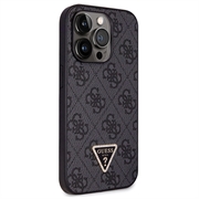 iPhone 15 Pro Max Guess 4G Strass Triangle Metal Logo Cover med Crossbody Rem - Sort