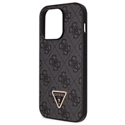 iPhone 15 Pro Max Guess 4G Strass Triangle Metal Logo Cover med Crossbody Rem - Sort
