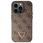 iPhone 15 Pro Max Guess 4G Strass Triangle Metal Logo Cover med Crossbody Rem - Brun