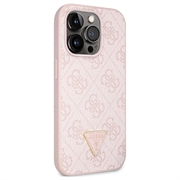 iPhone 15 Pro Max Guess 4G Strass Triangle Metal Logo Cover med Crossbody Rem - Pink