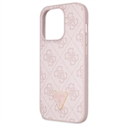 iPhone 15 Pro Max Guess 4G Strass Triangle Metal Logo Cover med Crossbody Rem - Pink