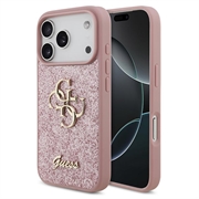 iPhone 18 Pro Guess Fixed Glitter 4G Metal Logo Cover - Pink