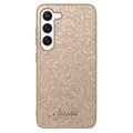 Guess Glitter Flakes Metal Logo Samsung Galaxy S23 5G Hybrid Cover - Guld