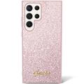 Samsung Galaxy S24 Ultra Guess Glitter Flakes Metal Logo Hybrid Cover - Pink