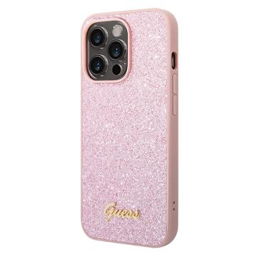 Guess Glitter Flakes Metal Logo iPhone 14 Pro Hybrid Cover