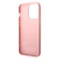 Guess Glitter Flakes Metal Logo iPhone 14 Pro Hybrid Cover - Pink