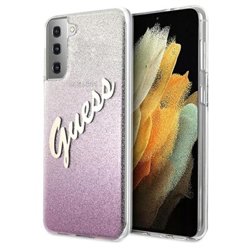 Guess Glitter Gradient Script Samsung Galaxy S21+ 5G Cover - Pink