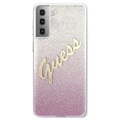 Guess Glitter Gradient Script Samsung Galaxy S21+ 5G Cover - Pink