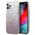 Guess Glitter Gradient Script iPhone 12 Pro Max Cover - Pink