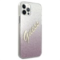 Guess Glitter Gradient Script iPhone 12/12 Pro Cover - Pink