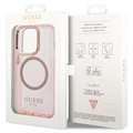 Guess Gold Outline MagSafe iPhone 14 Pro Max Hybrid Cover - Frostet Pink
