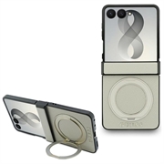 Samsung Galaxy Z Flip8 Guess Magnetic Ring Stand Grained Classic Logo Cover - MagSafe-kompatibel - beige