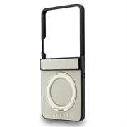 Samsung Galaxy Z Flip8 Guess Magnetic Ring Stand Grained Classic Logo Cover - MagSafe-kompatibel - beige