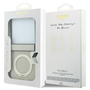 Samsung Galaxy Z Flip8 Guess Magnetic Ring Stand Grained Classic Logo Cover - MagSafe-kompatibel - beige