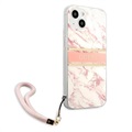 Guess Marble Collection iPhone 13 Mini Cover med Håndrem - Pink