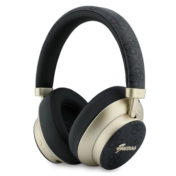 Guess PU 4G Gold Script Metal Logo ENC trådløse øretelefoner - Sort