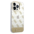 Guess Peony Glitter Script Logo iPhone 14 Pro Hybrid Cover - Guld