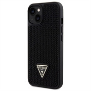iPhone 15 Guess Rhinestones Triangle Metal Logo Cover - Sort