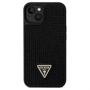 iPhone 15 Guess Rhinestones Triangle Metal Logo Cover - Sort